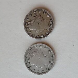 1906 Two Vintage Liberty V Nickels